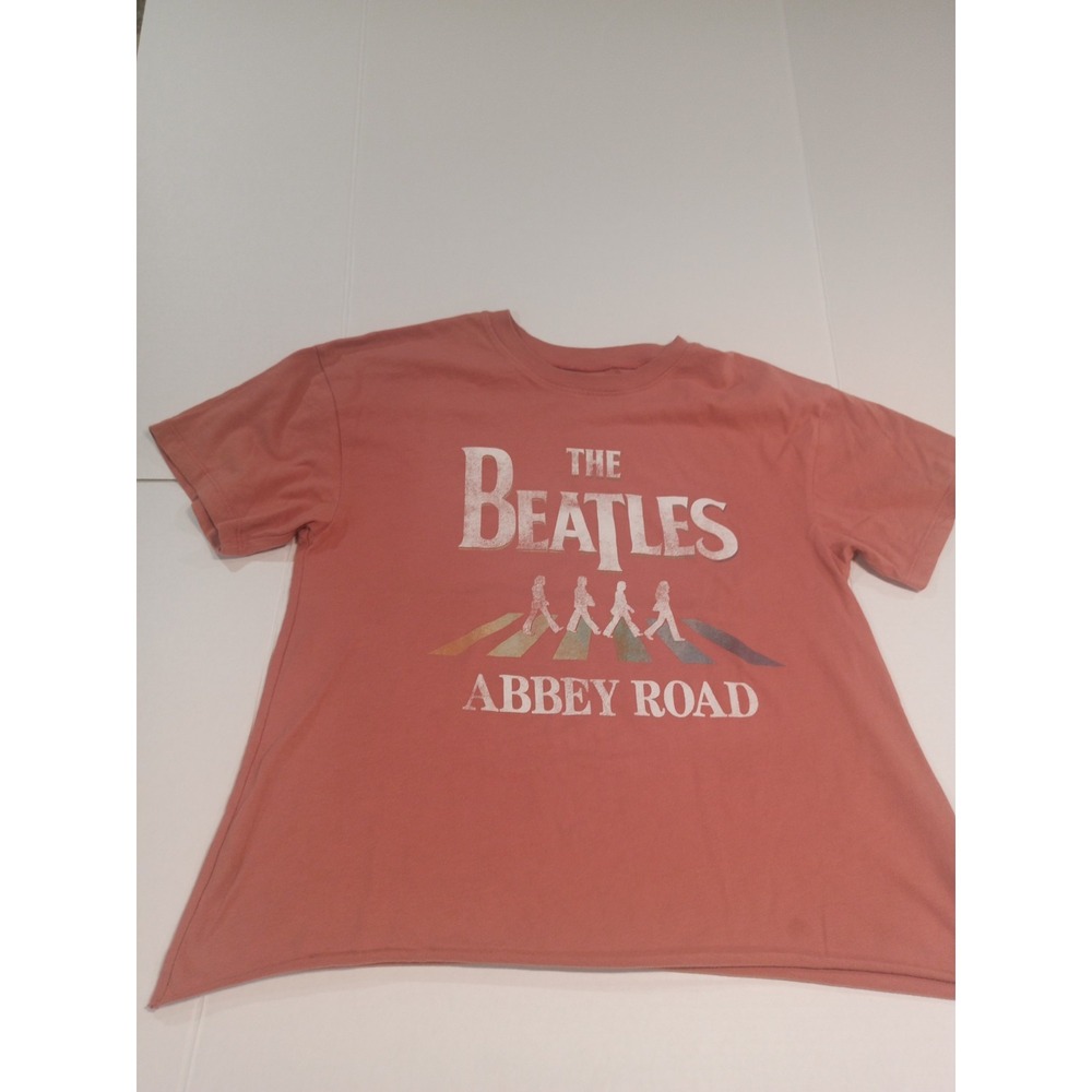THE BEATLES Abbey Road Size Large Pale Pink T-Shirt
